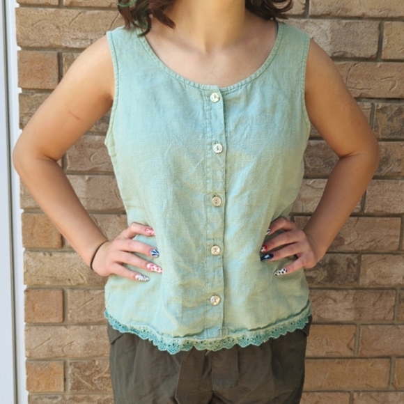 Green Hemp Tank Top - Picture 1 of 6